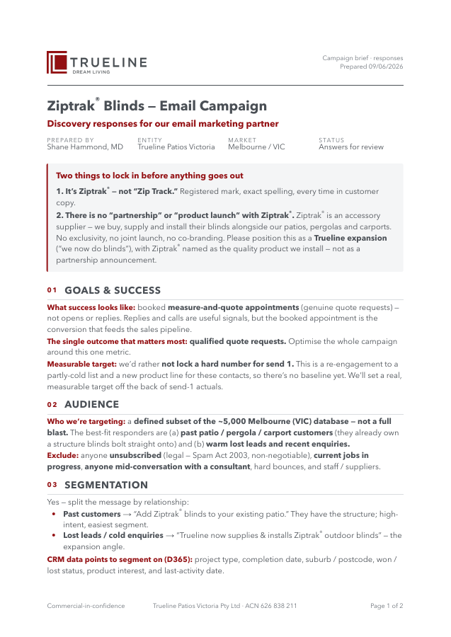 Blinds — Email Campaign Brief